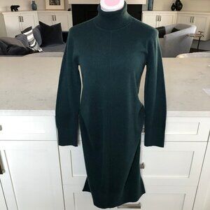 Club Monaco Recycled Cashmere Turtleneck Sweater Dress Forest Green Sz XS NWT
